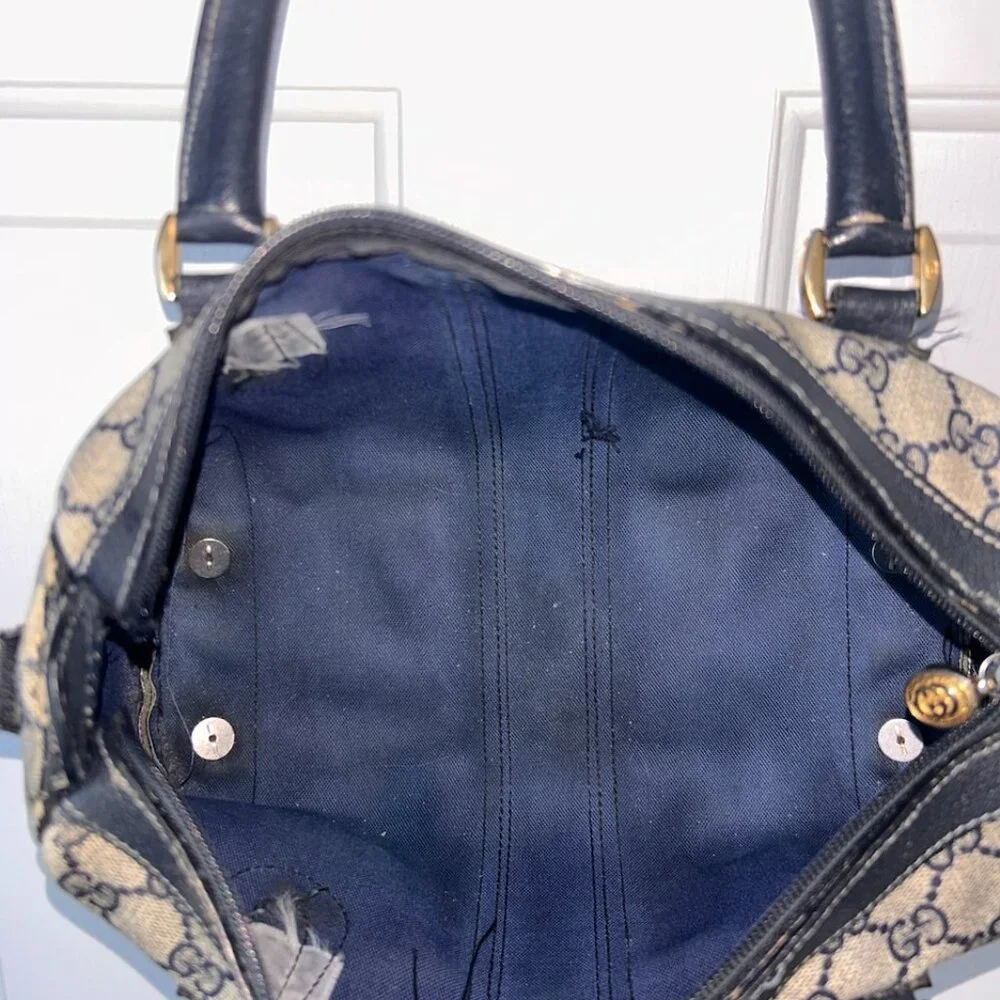 Gucci Monogram Boston Bag – Navy Web Stripe - Picture 6 of 7